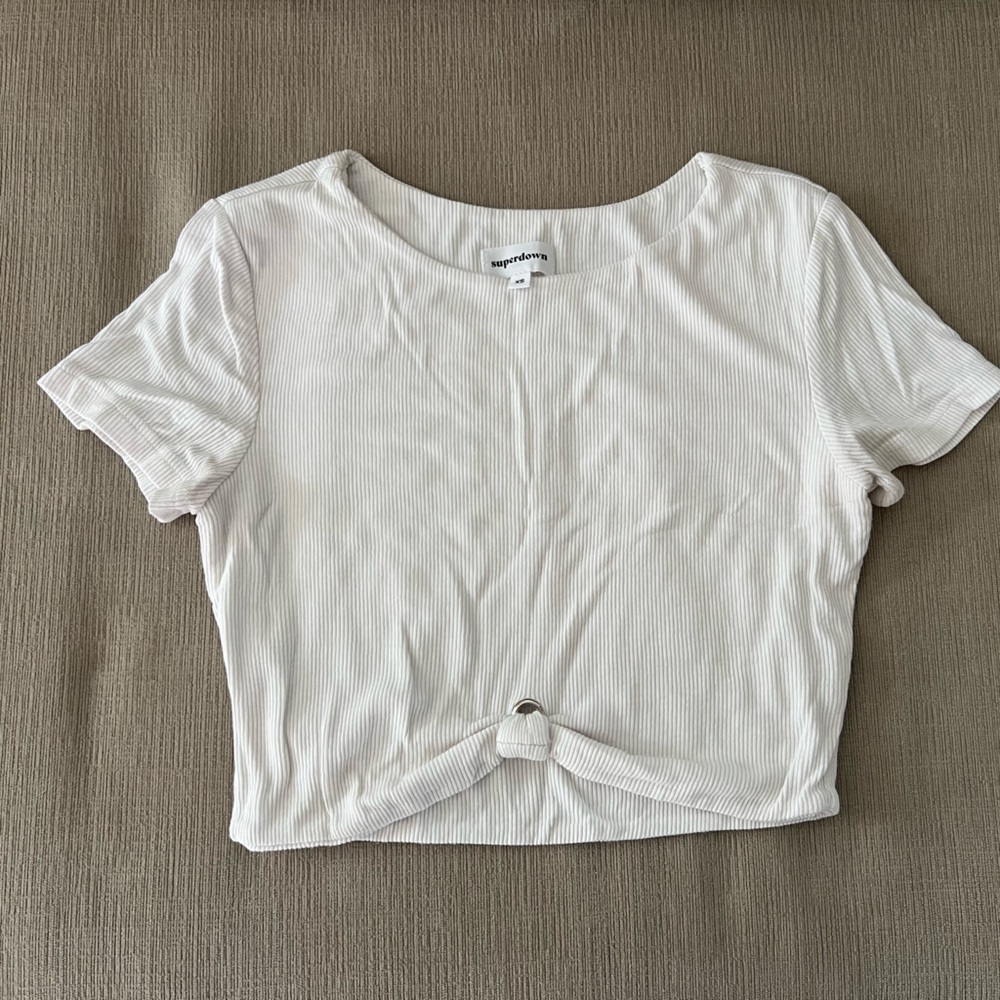 Superdown Laia Cropped White Tee View 3